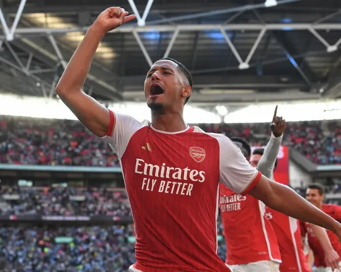 Framed Print : William Saliba's Emotional Community Shield Triumph: Arsenal's Victory over Manchester City (2023-24) Framed Print : William Saliba's Emotional Community Shield Triumph: Arsenal's Victory over Manchester City (2023-24)