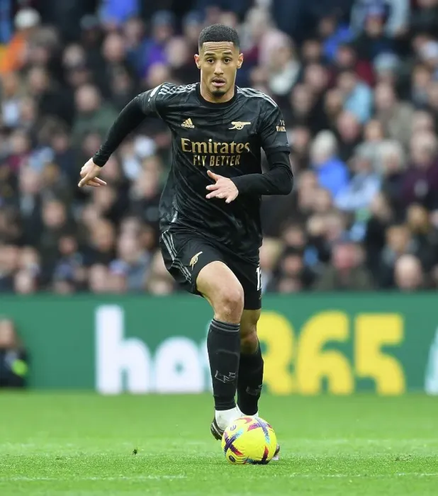 Framed Print : William Saliba's Premier League Debut: Arsenal vs. Aston Villa, 2022-23 - Arsenal's Young Defender Shines at Villa Park