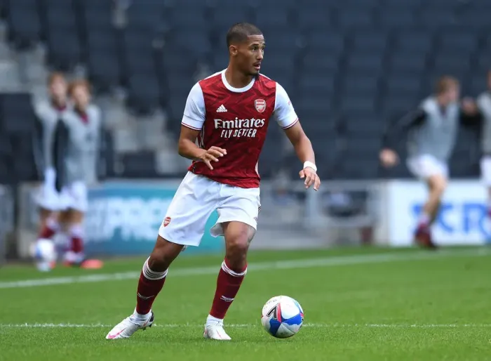 Framed Print : William Saliba's Standout Performance: Arsenal's Pre-Season Victory over MK Dons Framed Print : William Saliba's Standout Performance: Arsenal's Pre-Season Victory over MK Dons