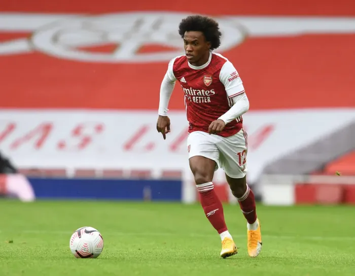 Framed Print : Willian at Empty Emirates: Arsenal vs Sheffield United, Premier League 2020-21