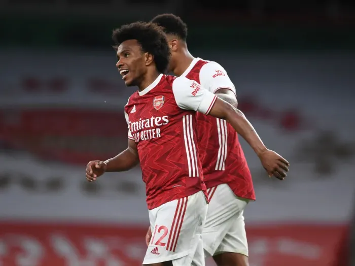 Framed Print : Willian Scores Arsenal's Third Goal in Empty Emirates Stadium Against West Brom Framed Print : Willian Scores Arsenal's Third Goal in Empty Emirates Stadium Against West Brom