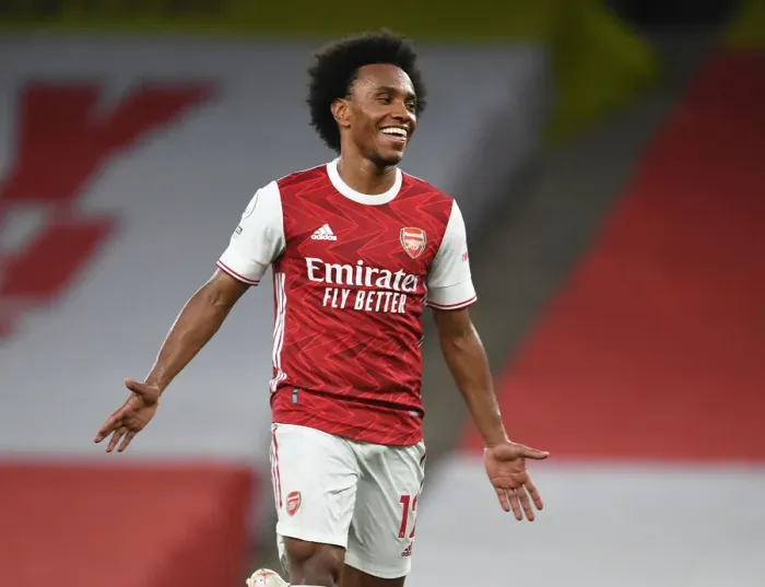 Framed Print : Willian's Hat-Trick: Arsenal's Triumph Over West Bromwich Albion in Empty Emirates Stadium (2020-21)