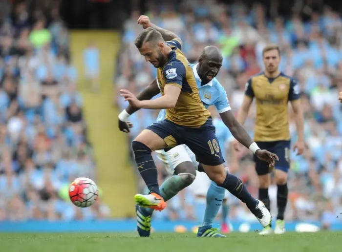 Framed Print : Wilshere vs. Mangala: Clash of the Titans in Manchester City vs. Arsenal Premier League Showdown (May 2016)