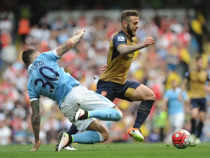 Framed Print : Wilshere vs. Otamendi: Manchester Derby Showdown - Premier League Clash (May 2016)