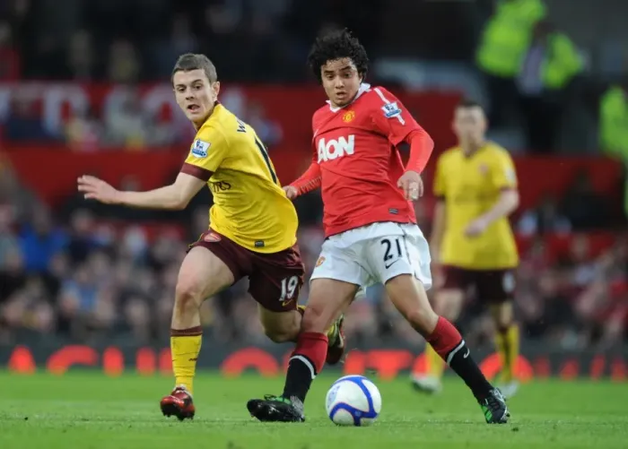 Framed Print : Wilshere vs. Rafael: Manchester United's Victory in FA Cup Sixth Round (2:0)