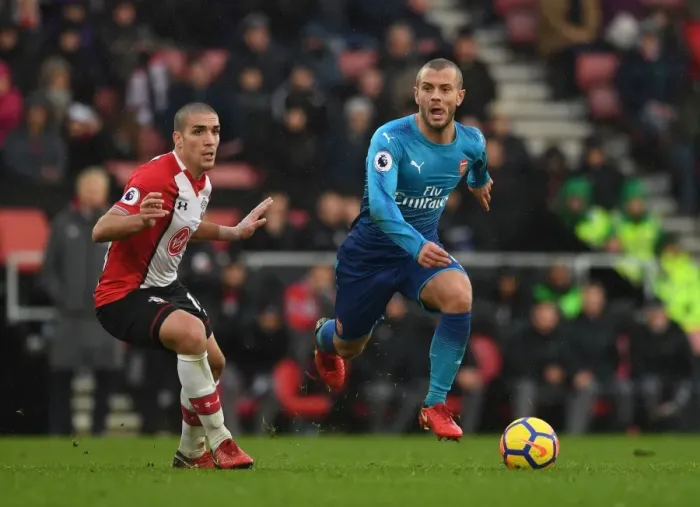 Framed Print : Wilshere vs. Romeu: Clash of Midfield Titans - Southampton vs. Arsenal, Premier League 2017-18 Framed Print : Wilshere vs. Romeu: Clash of Midfield Titans - Southampton vs. Arsenal, Premier League 2017-18