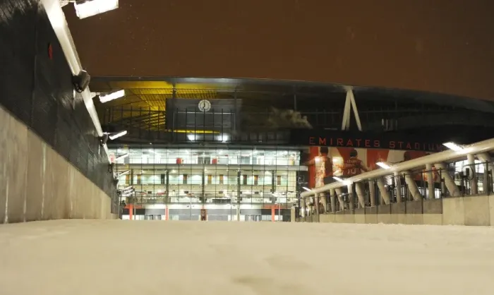 Framed Print : Winter's Embrace at Arsenal's Fortress: A Snowy Emirates Stadium Framed Print : Winter's Embrace at Arsenal's Fortress: A Snowy Emirates Stadium