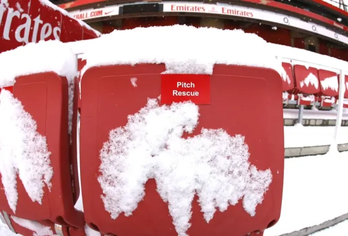 Framed Print : Winter's Embrace at Emirates: Arsenal's Stadium Transformed in Snow Framed Print : Winter's Embrace at Emirates: Arsenal's Stadium Transformed in Snow