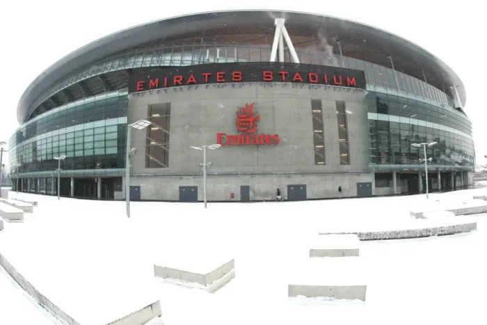 Framed Print : Winter's Embrace at Emirates: Arsenal's Stadium Transformed in Snow Framed Print : Winter's Embrace at Emirates: Arsenal's Stadium Transformed in Snow