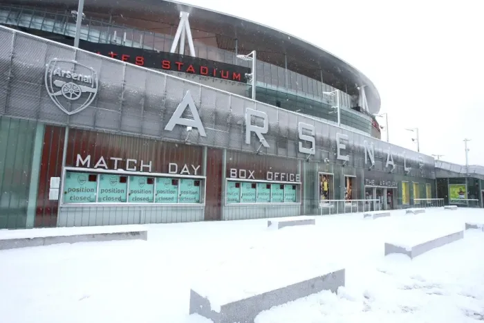 Framed Print : Winter's Embrace at Emirates: Arsenal's Stadium Transformed in Snow Framed Print : Winter's Embrace at Emirates: Arsenal's Stadium Transformed in Snow