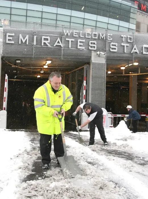 Framed Print : Winter's Embrace at Emirates: Arsenal's Stadium Transformed in Snow Framed Print : Winter's Embrace at Emirates: Arsenal's Stadium Transformed in Snow