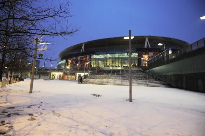 Framed Print : Winter's Embrace at Emirates: Arsenal's Stadium Transformed in Snow Framed Print : Winter's Embrace at Emirates: Arsenal's Stadium Transformed in Snow