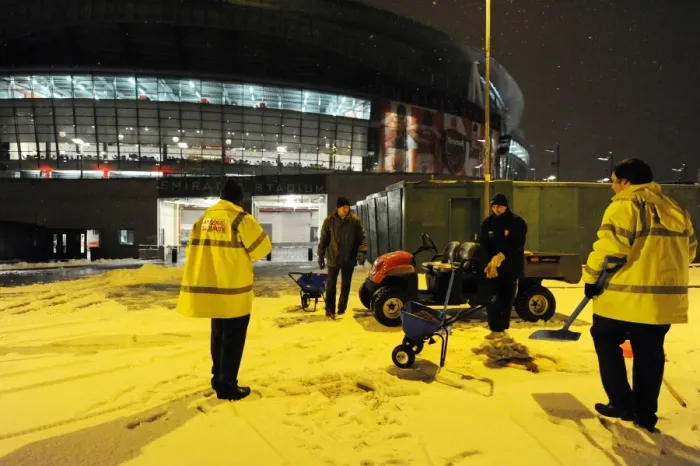 Framed Print : Winter's Embrace at Emirates: Arsenal's Stadium Transformed in Snow Framed Print : Winter's Embrace at Emirates: Arsenal's Stadium Transformed in Snow