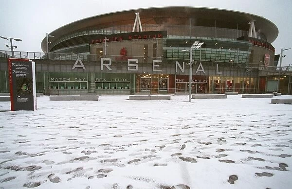 Winter's Embrace at Emirates: A Football Ground Transformed in Snow