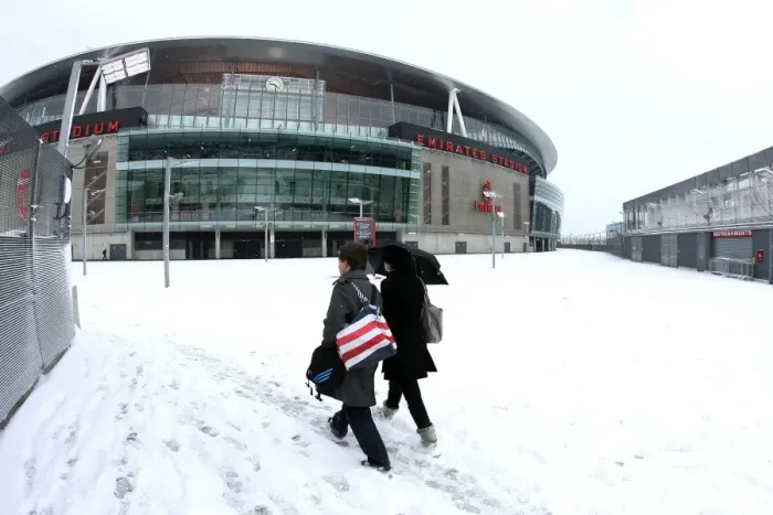 Framed Print : Winter's Enchantment at Emirates: Arsenal's Football Ground Transformed in Snow Framed Print : Winter's Enchantment at Emirates: Arsenal's Football Ground Transformed in Snow