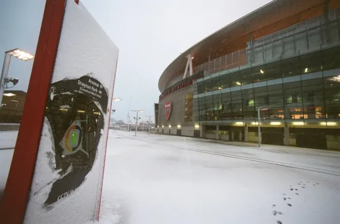 Framed Print : Winter's Enchantment at Emirates: Arsenal's Magical Stadium in Snow Framed Print : Winter's Enchantment at Emirates: Arsenal's Magical Stadium in Snow