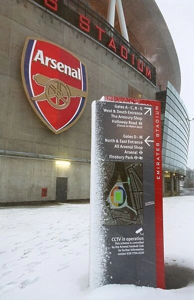 Winter's Enchantment at Emirates: A Football Stadium Blanketed in Snow