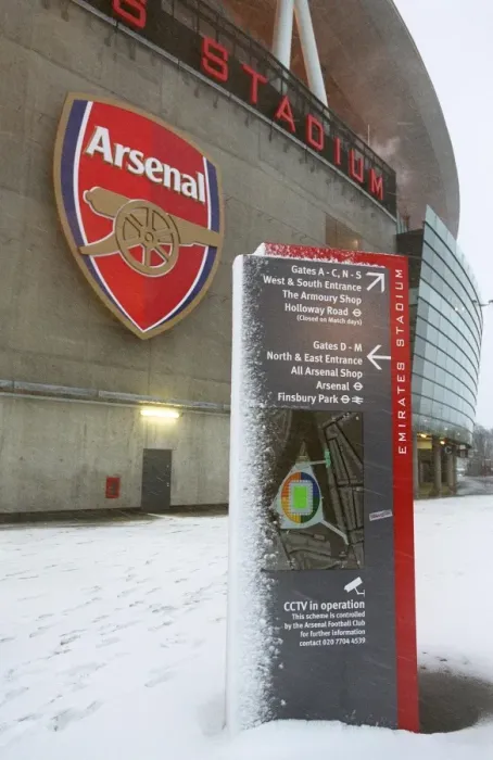 Framed Print : Winter's Enchantment at Emirates: A Football Stadium Blanketed in Snow Framed Print : Winter's Enchantment at Emirates: A Football Stadium Blanketed in Snow