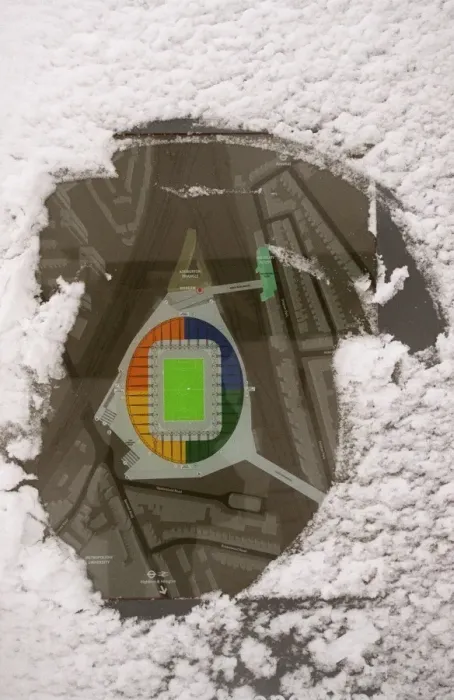 Framed Print : Winter's Enchantment at Emirates: A Football Wonderland Amidst the Snow Framed Print : Winter's Enchantment at Emirates: A Football Wonderland Amidst the Snow