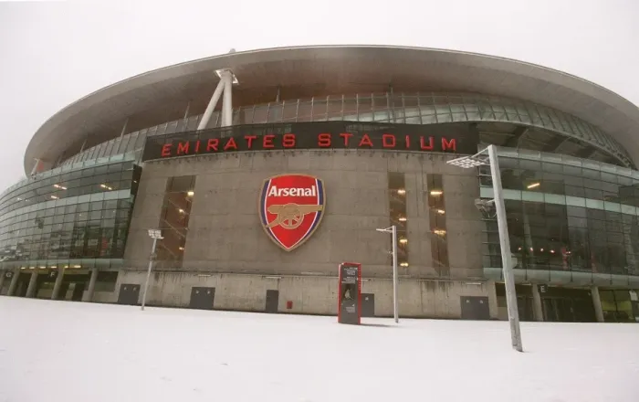 Framed Print : Winter's Enchantment at Emirates: A Football Wonderland in Snow Framed Print : Winter's Enchantment at Emirates: A Football Wonderland in Snow