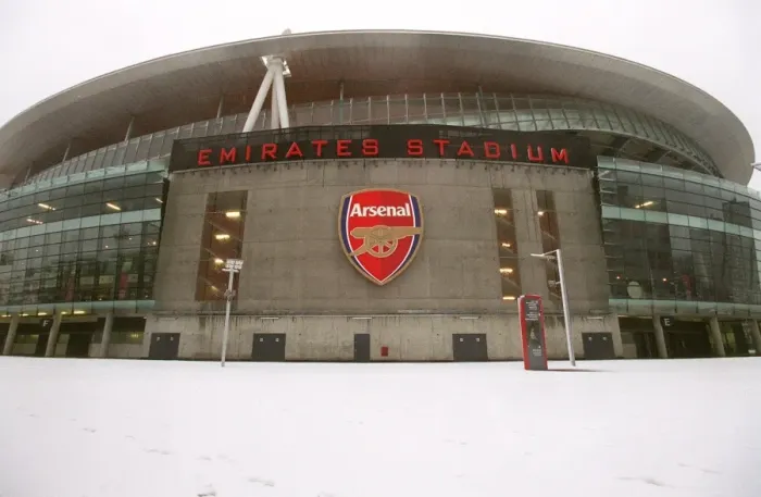 Framed Print : Winter's Magic at Emirates: Arsenal Football Ground Transformed in Snow