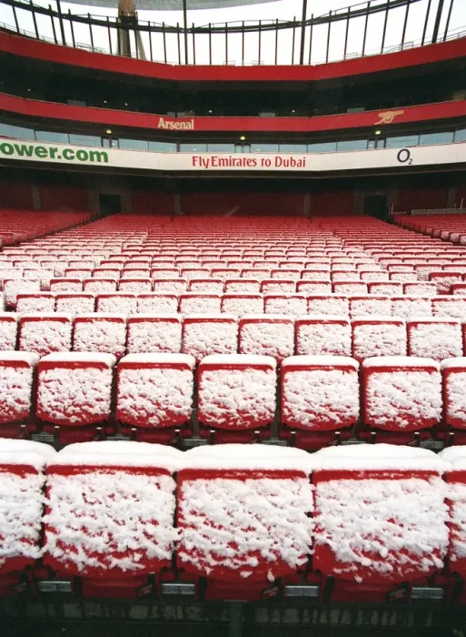 Framed Print : Winter's Magic at Emirates: A Snowy Arsenal Football Stadium Framed Print : Winter's Magic at Emirates: A Snowy Arsenal Football Stadium