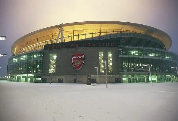 Winter's Magic at Emirates Stadium: A Snowy Arsenal Football Ground