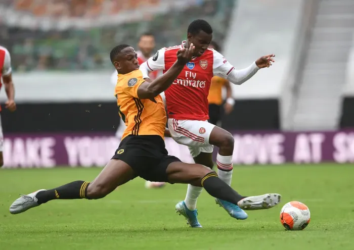 Framed Print : Wolverhampton Wanderers vs. Arsenal: Nketiah vs. Boly Battle in Premier League Clash