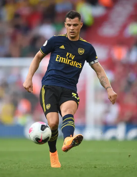 Framed Print : Xhaka at Anfield: Liverpool vs. Arsenal, Premier League 2019-20 Framed Print : Xhaka at Anfield: Liverpool vs. Arsenal, Premier League 2019-20