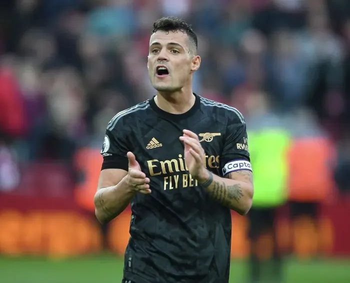 Framed Print : Xhaka Applauds Arsenal Fans After Intense Liverpool Showdown - Premier League 2022-23