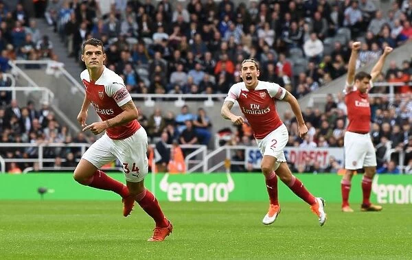 Xhaka and Bellerin Celebrate Arsenal's First Goal Against Newcastle United (2018-19)