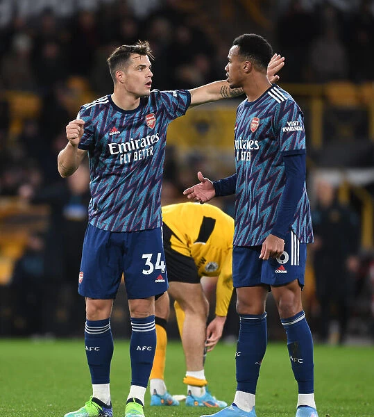 Xhaka and Gabriel in Action: Wolverhampton Wanderers vs Arsenal, Premier League 2021-22