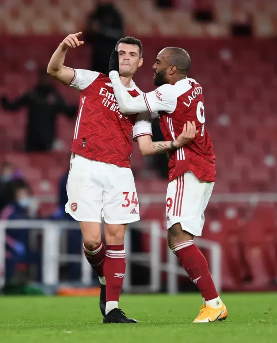 Framed Print : Xhaka and Lacazette Celebrate Arsenal's Victory: Arsenal 2-Chelsea (Premier League 2020-21) Framed Print : Xhaka and Lacazette Celebrate Arsenal's Victory: Arsenal 2-Chelsea (Premier League 2020-21)