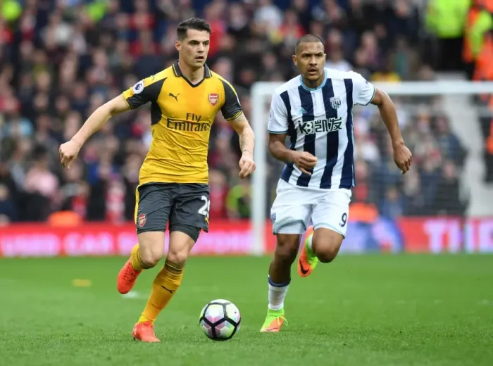 Framed Print : Xhaka Overpowers Rondon: West Bromwich Albion vs. Arsenal, Premier League