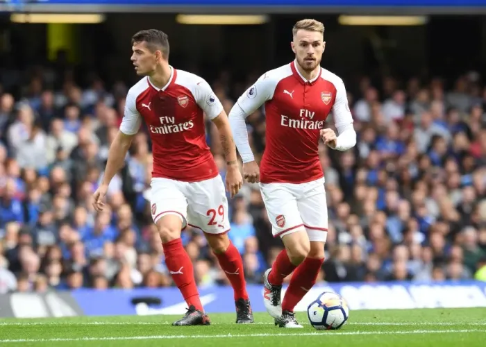 Framed Print : Xhaka and Ramsey: Battle at Stamford Bridge - Chelsea vs Arsenal, Premier League 2017-18