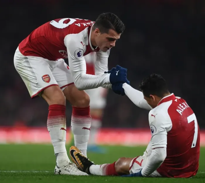 Framed Print : Xhaka and Sanchez: Intense Moment at Arsenal vs Manchester United (2017-18) Framed Print : Xhaka and Sanchez: Intense Moment at Arsenal vs Manchester United (2017-18)