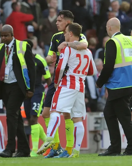 Framed Print : Xhaka and Shaqiri: A Meeting of Football Rivals in the Premier League Framed Print : Xhaka and Shaqiri: A Meeting of Football Rivals in the Premier League