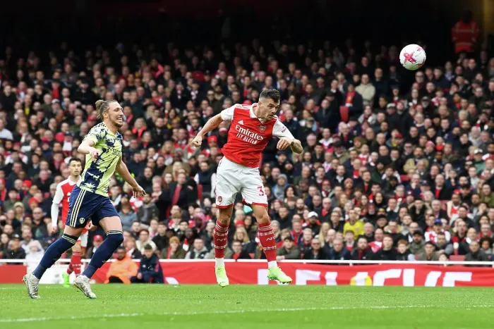 Framed Print : Xhaka Stuns Leeds: Dramatic Fourth Goal Secures Arsenal Victory, April 2023