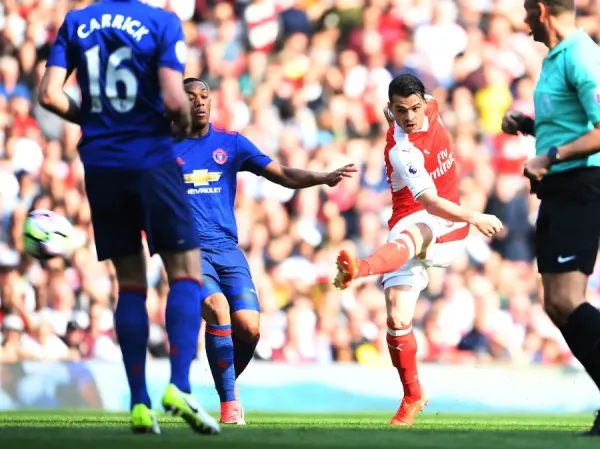 Arsenal FC Print: Xhaka Scores Against Manchester Art