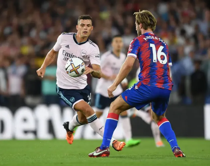 Framed Print : Xhaka vs Andersen: Battle in the Premier League - Crystal Palace vs Arsenal (2022-23) Framed Print : Xhaka vs Andersen: Battle in the Premier League - Crystal Palace vs Arsenal (2022-23)