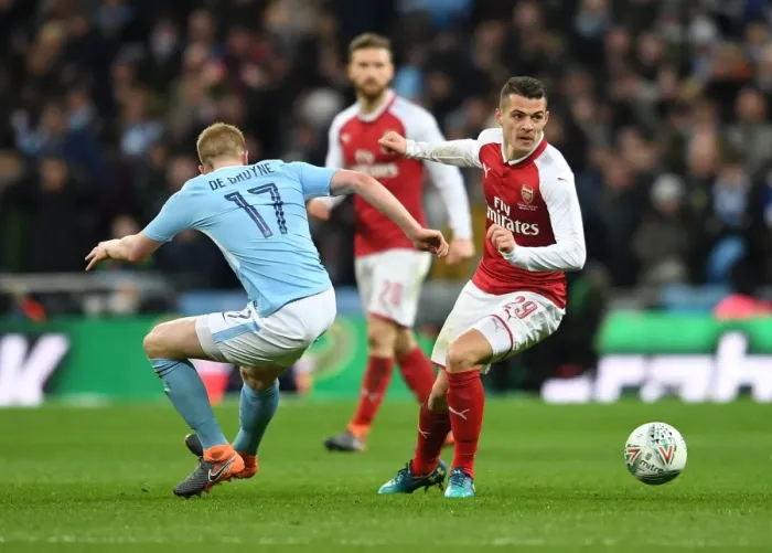 Framed Print : Xhaka vs. De Bruyne: Battle at the Carabao Cup Final Framed Print : Xhaka vs. De Bruyne: Battle at the Carabao Cup Final