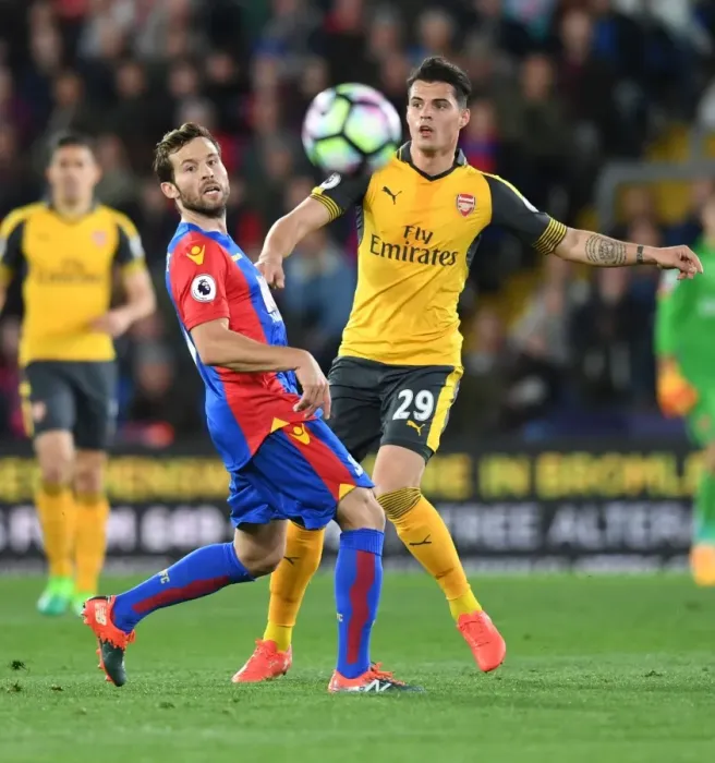 Framed Print : Xhaka vs. Cabaye: A Midfield Showdown - Crystal Palace vs. Arsenal, Premier League 2016-17