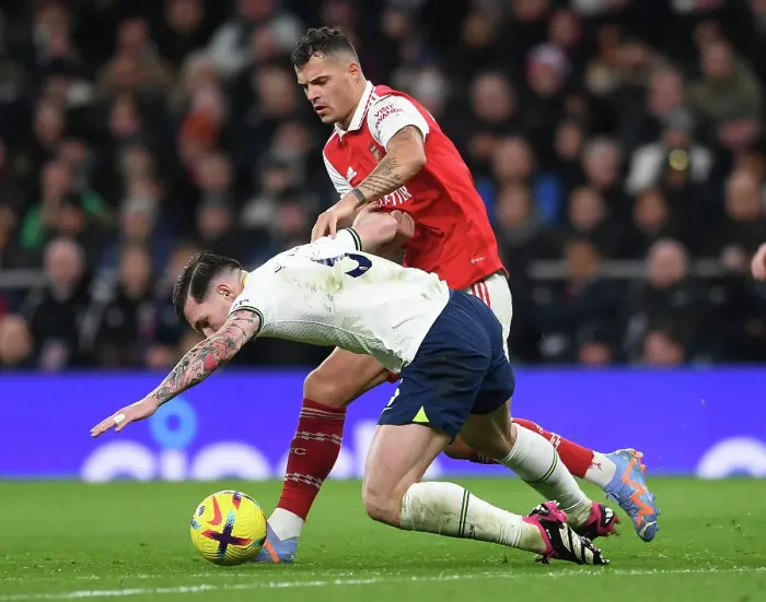 Framed Print : Xhaka vs. Hojbjerg: Intense Rivalry in the Premier League Clash between Tottenham and Arsenal Framed Print : Xhaka vs. Hojbjerg: Intense Rivalry in the Premier League Clash between Tottenham and Arsenal