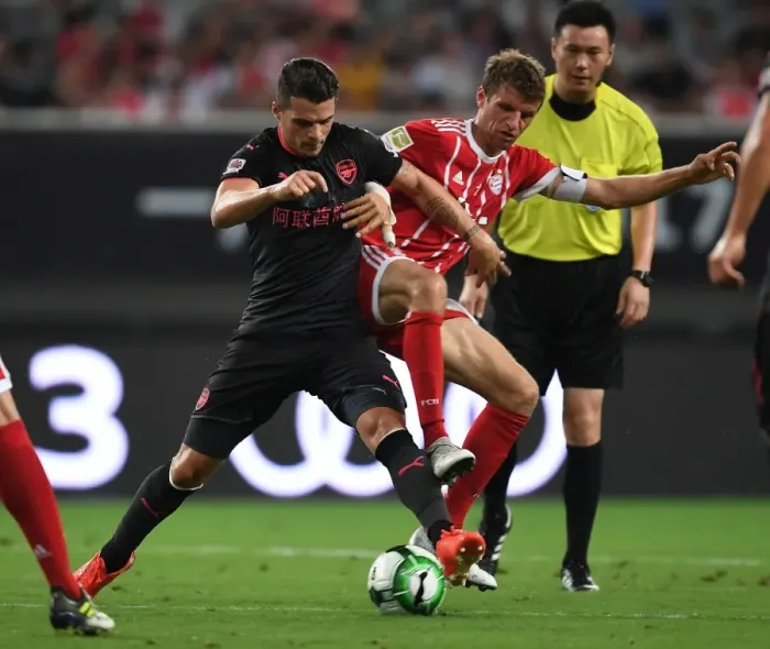 Framed Print : Xhaka vs Muller: A Football Battle - Bayern Munich vs Arsenal Pre-Season Clash, Shanghai 2017 Framed Print : Xhaka vs Muller: A Football Battle - Bayern Munich vs Arsenal Pre-Season Clash, Shanghai 2017