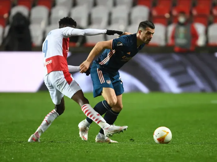 Framed Print : Xhaka vs. Olayinka: A Battle in the Empty Europa League Arena - Arsenal vs. Slavia Prague Framed Print : Xhaka vs. Olayinka: A Battle in the Empty Europa League Arena - Arsenal vs. Slavia Prague