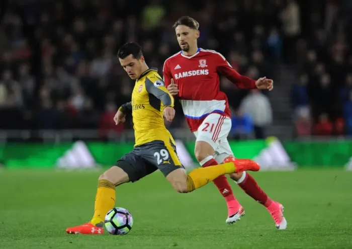 Framed Print : Xhaka vs. Ramirez: A Premier League Showdown at Riverside Stadium Framed Print : Xhaka vs. Ramirez: A Premier League Showdown at Riverside Stadium