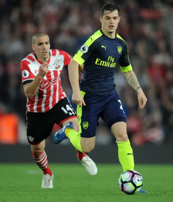 Framed Print : Xhaka vs. Romeu: A Football Rivalry Ignites in the Southampton vs. Arsenal Premier League Clash Framed Print : Xhaka vs. Romeu: A Football Rivalry Ignites in the Southampton vs. Arsenal Premier League Clash
