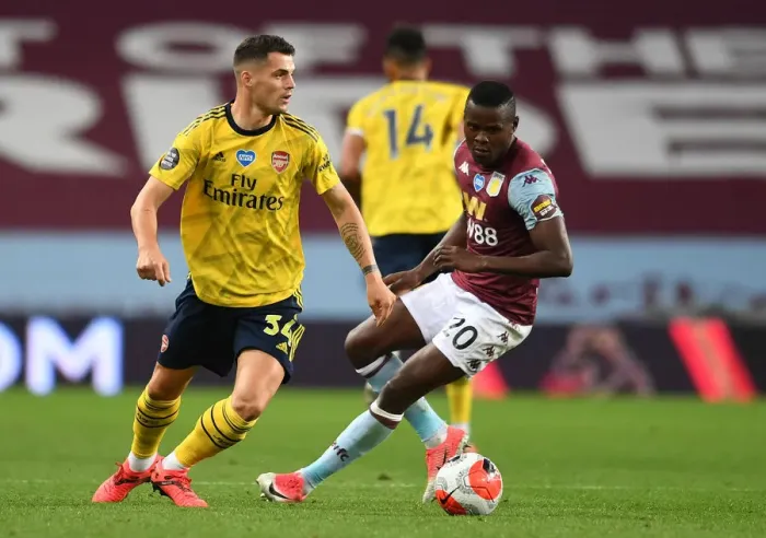 Framed Print : Xhaka vs Samatta: Battle in the Midfield - Aston Villa vs Arsenal FC, Premier League 2019-20 Framed Print : Xhaka vs Samatta: Battle in the Midfield - Aston Villa vs Arsenal FC, Premier League 2019-20