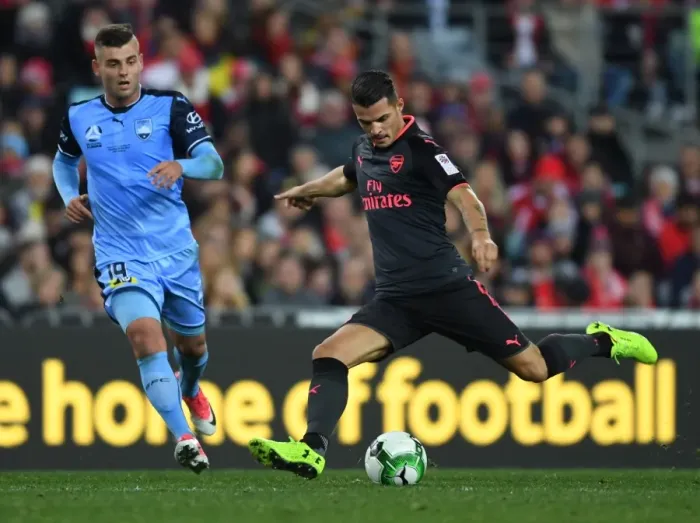 Framed Print : Xhaka vs. Simon: Sydney FC vs. Arsenal Pre-Season Clash