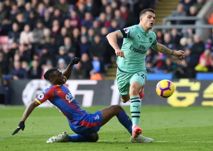 Framed Print : Xhaka vs Wan-Bissaka: Battle at Selhurst Park - Crystal Palace vs Arsenal FC, Premier League 2018-19 Framed Print : Xhaka vs Wan-Bissaka: Battle at Selhurst Park - Crystal Palace vs Arsenal FC, Premier League 2018-19